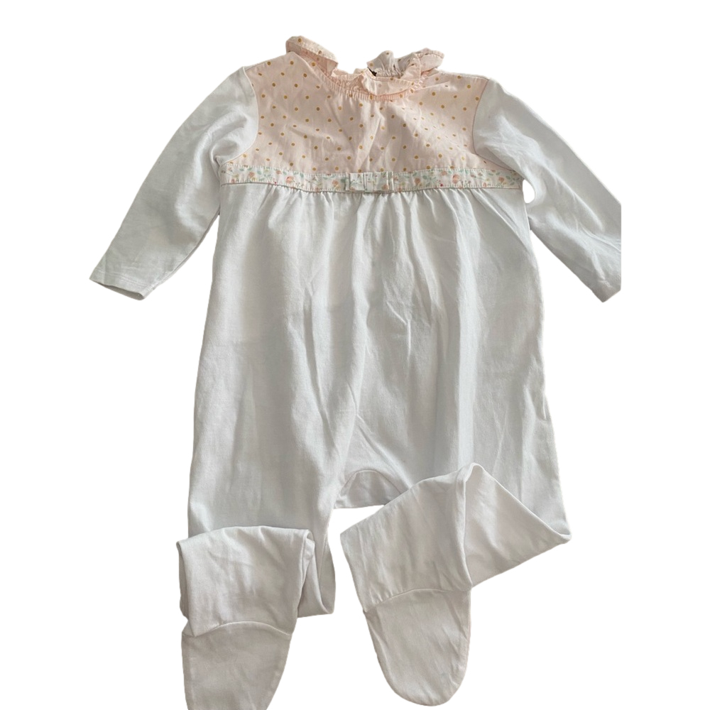 Carrément Beau footie pajamas 100% cotton🎀 detail high ruffle collar 18months